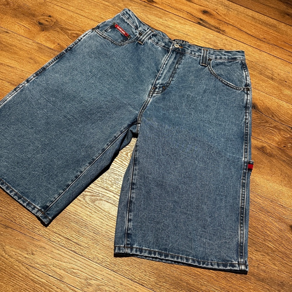 Vintage Baggy U.S. Polo Assn Blue Denim Carpenter Shorts Men 34
